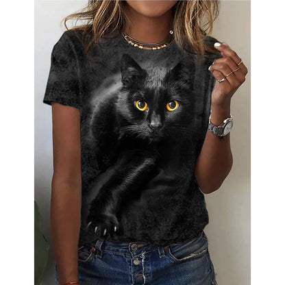 Woman clothing   3d Dogs Cat Print T Shirt Fashion Womens Tees Tops