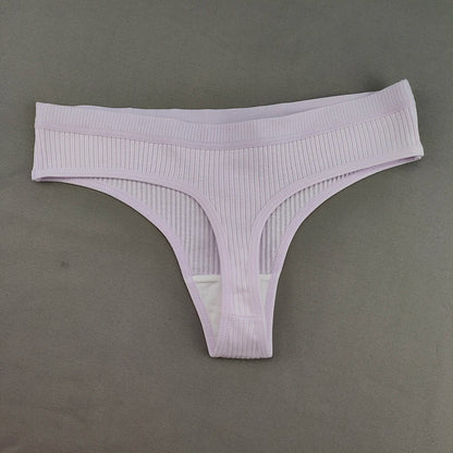 Woman clothing   10 Pcs/Set Cotton Thong Women's Panties Low Rise Sexy G-string Solid Color Classic Underwear Female Intimates Bikini Lingerie