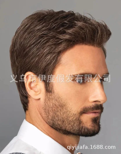 Crown & Glory Wigs   Wigs men's gradient grey parted bangs short straight hair wig set