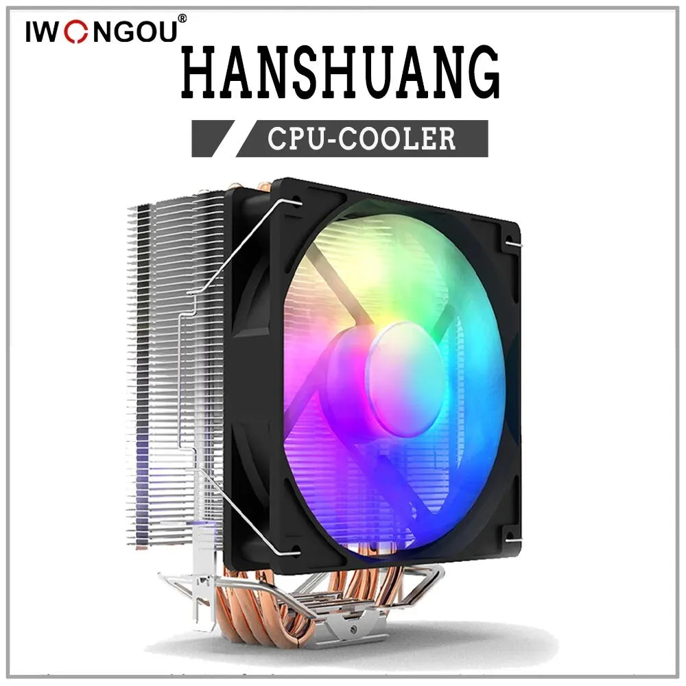 Laptop IWONGOU CPU Cooler Am4 4pin RGB 120mm Cooling Cpu Fan 4 Heatpipes Radiator Computer Cooler for Inetl Lga2011/1200/1700/1155/AMD