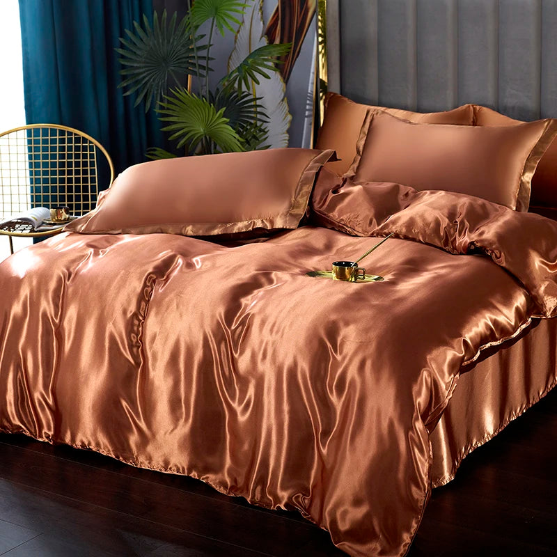 Toys 3/4pcs Luxury Rayon Satin Bedding Set Duvet Cover Set Single Double King Size Bedding Kit 2pcs/3pcs/4pcs Bed Cover Bed Linen Set