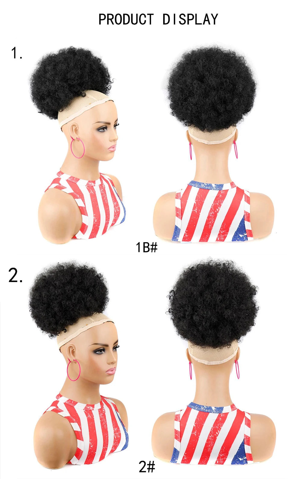 Crown & Glory Wigs  Afro Puff Drawstring Ponytail Extension for Black Women 10 Inch Synthetic Extra Large Fluffy Kinky Curly Hair Bun Donut Chignon