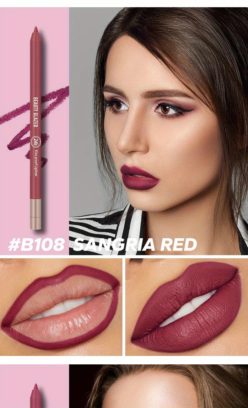 Makeup and face BEAUTY GLAZED 10 Color Lipliner High Pigment Matte Waterproof, Natural Shaping Lip Liner Lipstick Makeup