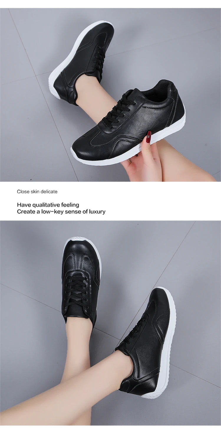 Woman shoes White leather Sneakers Sports vulcanized shoes Comfortable Spring Sneakers Casual Shoes 2024 Fashion School Tennis