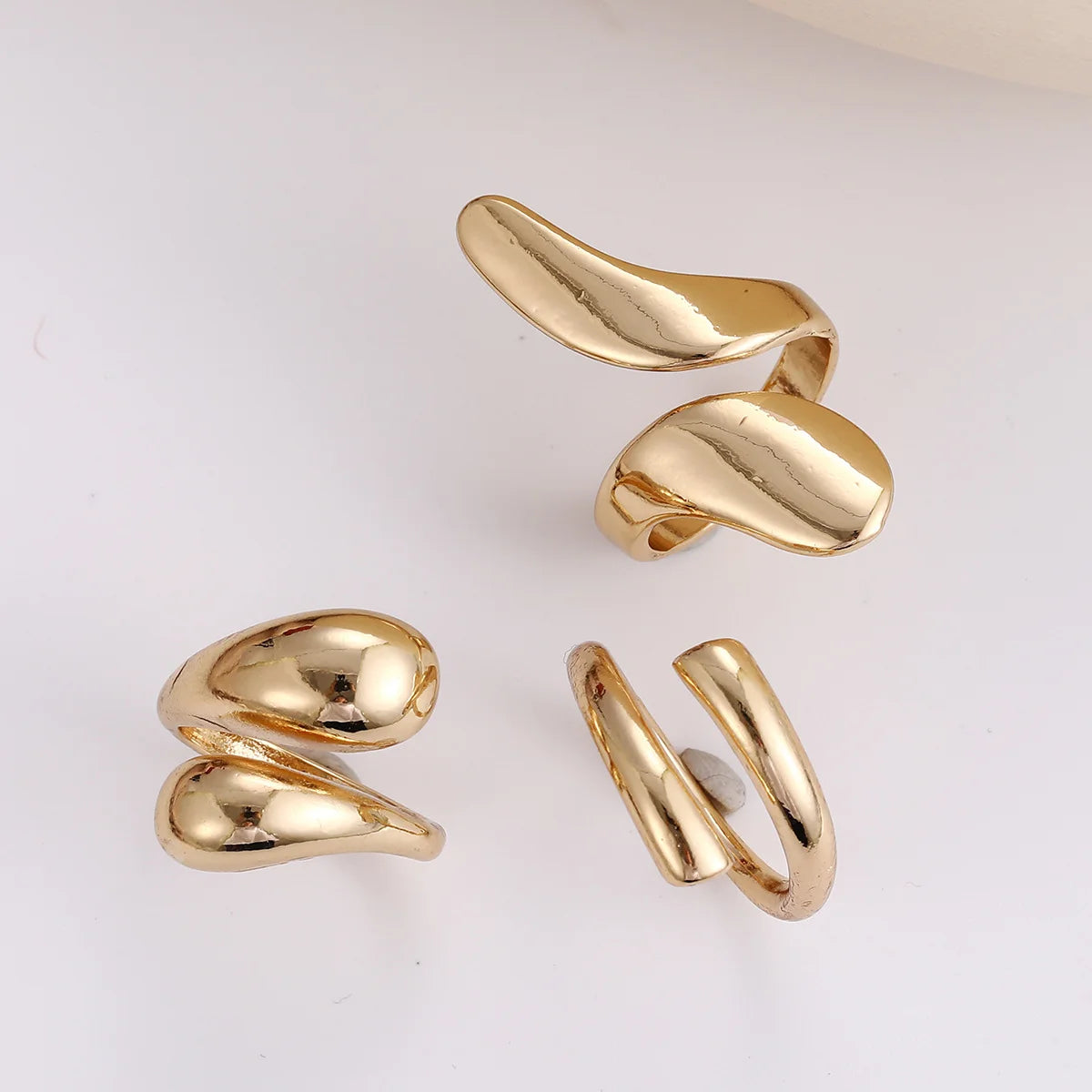 Jewellery   3 Pcs Irregular Geometric Ring Set for Women Punk Design Smooth Gold Silver Color Water Drop Adjustable Open Ring Trendy Jewelry