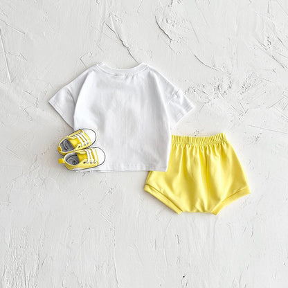 Girl clothing Toddler Boys Outfit Baby Clothes Set Newborn Baby Summer Clothing Cotton Girl Suit Sun Flower Print T-shirt+Beach Shorts