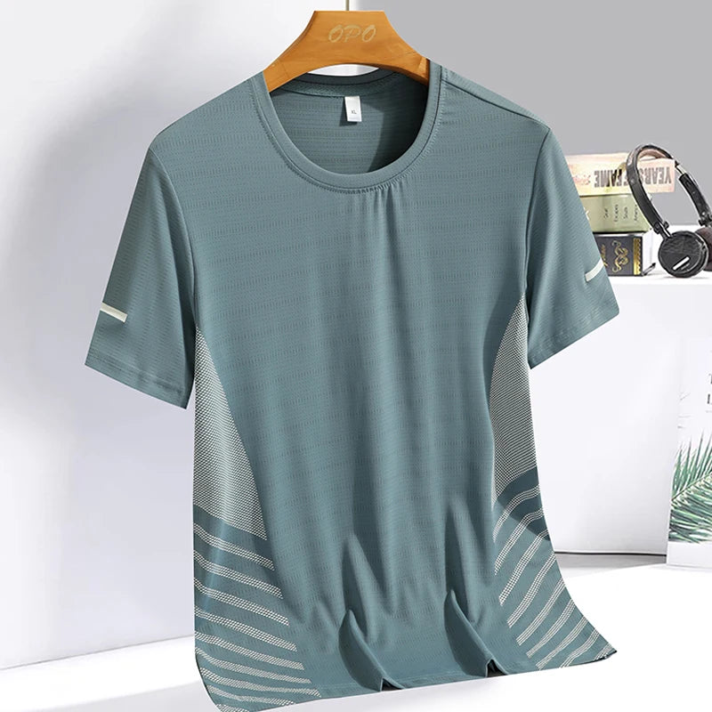 Men clothing  Ice Silk Thin Short Sleeve Quick Drying T-shirt for Men