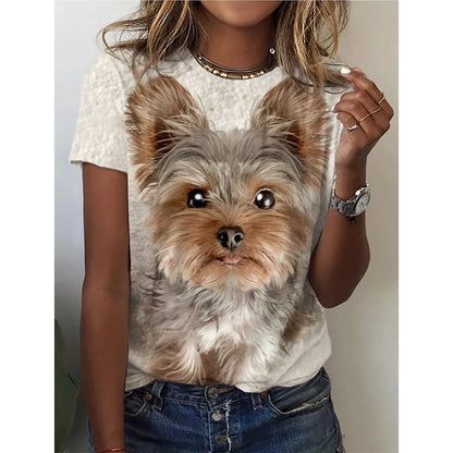 Woman clothing   3d Dogs Cat Print T Shirt Fashion Womens Tees Tops