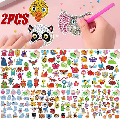 Toys 2 Sheets DIY Diamond Painting Stickers Kit Sticker by Numbers for Kid Diamond Mosaic Handicrafts Children Gift for Cup Decor