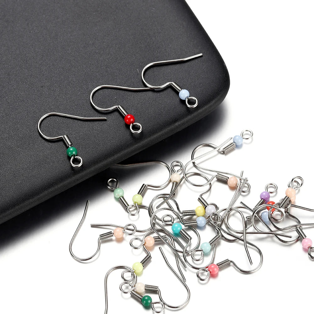 Jewellery  20-50Pcs No Allergic Stainless Steel Ear Hook Earrings Clasps Ear Wire Findings For DIY Jewelry Making Supplies Accessories