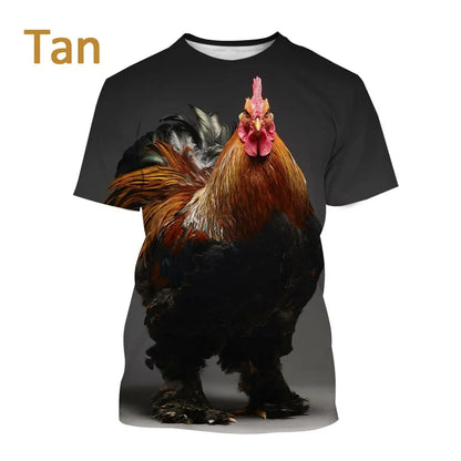 Men clothing Newly Sold 3D Printed Men's Short Sleeve Personality Fashion Casual Animal Color Rooster Print T-shirt