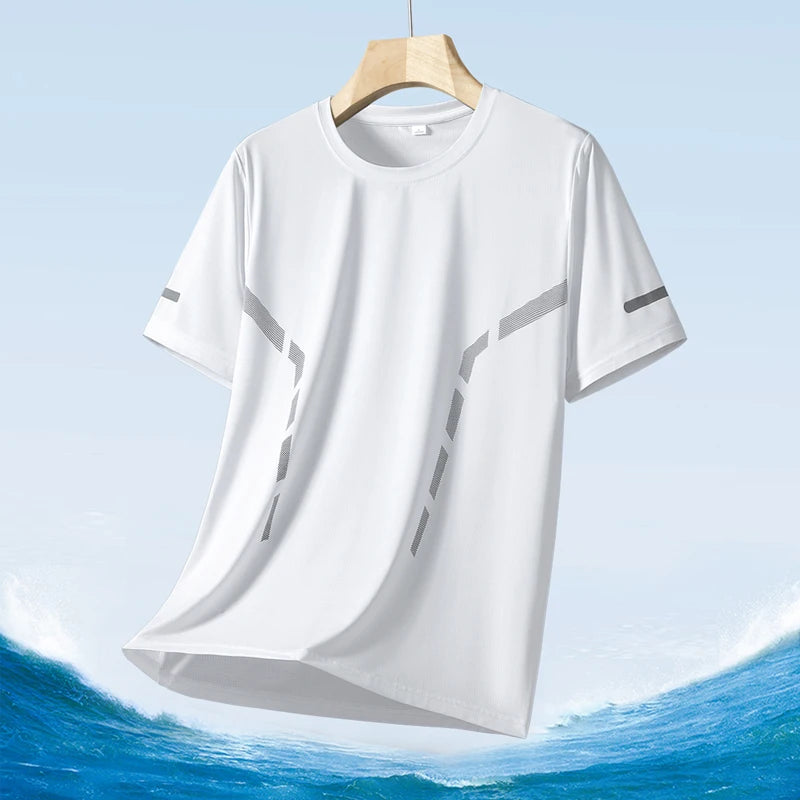 Men clothing  Ice Silk Thin Short Sleeve Quick Drying T-shirt for Men