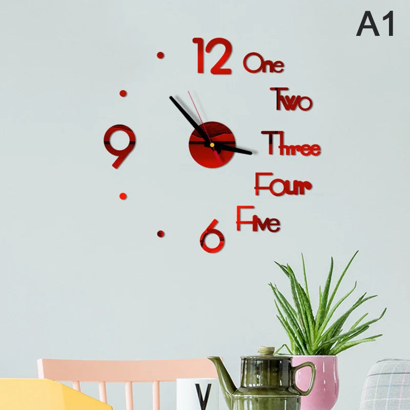 Living Room   Modern Design Creative Simple Digital Clock European Style DIY Silent Wall Clock Study Living Room Punch-Free Wall Sticker Clock