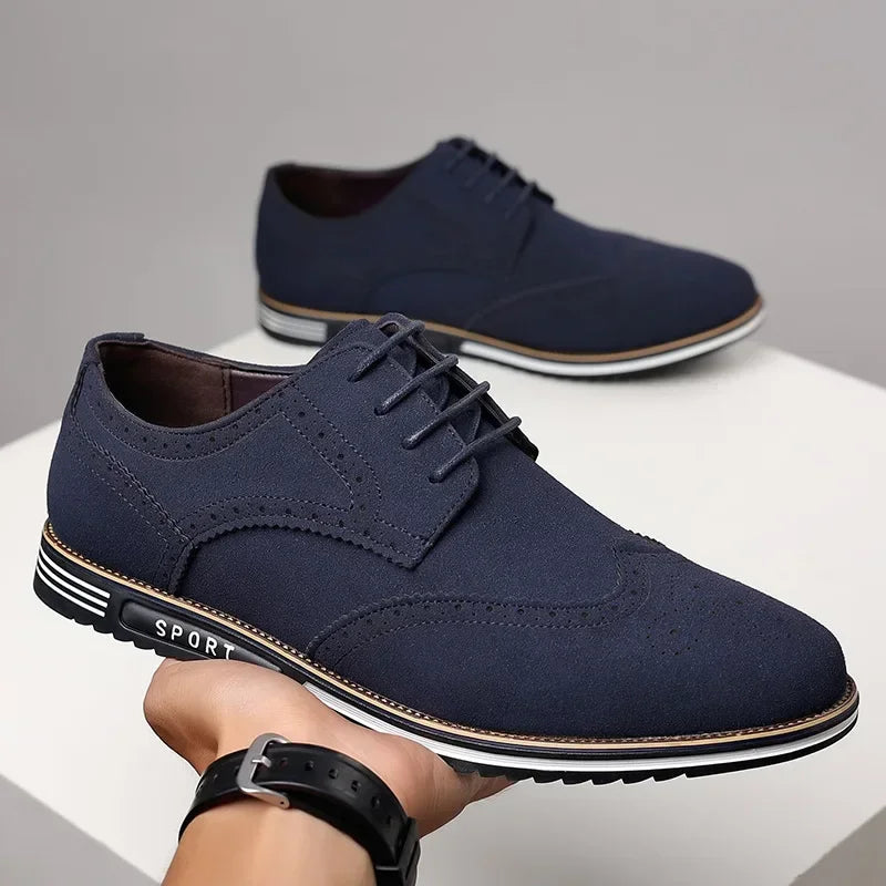 Men shoes Faux Suede Shoe Lace Up Black Oxford Shoe for Men Flat New Fashion Sneaker Man Autumn Breathable Comfortable Casual Men Shoe