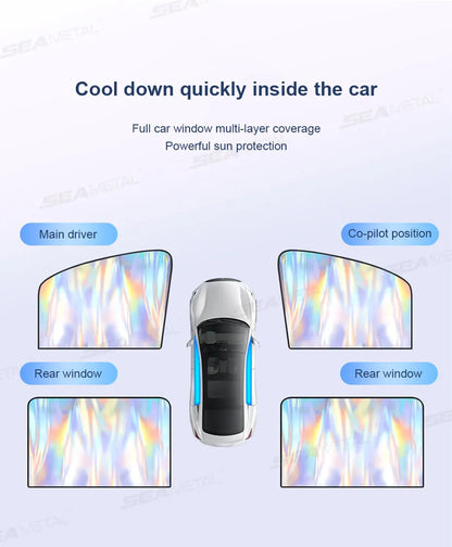 Car   SEAMETAL 2Pcs Magnetic Car Sun Shade Side Window Curtains UV Reflection Car Sun Protection Cover Anti Glare Auto Privacy Curtain