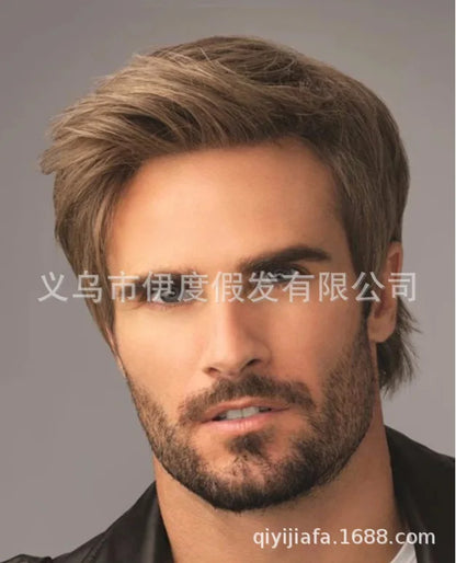 Crown & Glory Wigs   Wigs men's gradient grey parted bangs short straight hair wig set