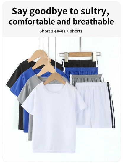 Boy clothing   Summer CHILDREN'S Quick-drying Short-sleeved Shorts 2-piece Set of Comfortable Clothes for Boys and Girls