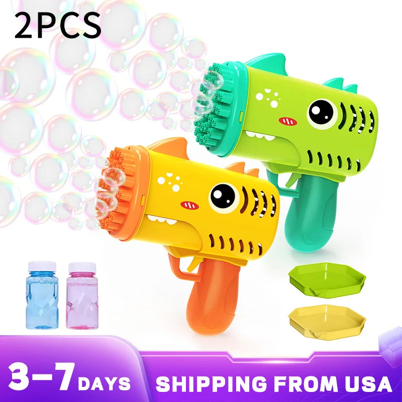 Toys Bring 2 bottles of 50ml bubble water 2pcs 35 hole new dinosaur bubble handheld  Wedding Game bubble Children's toy