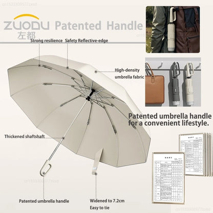 Outdoor Xiaomi ZUODU Fully Automatic Umbrellas Dual Use of Rain Sunny Wind Resistance Reinforced Foldable Ring Buckle Outdoor Umbrella