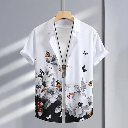 men clothing  Graffiti Blossom Printed Shirts For Men  Long Sleeve T Shirt