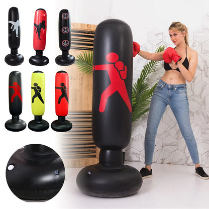 Fitness   160cm Inflatable Punching Bag Adults Kids PVC Boxing Sack Training Pressure Relief Exercise Punching Stand Fitness Equipment