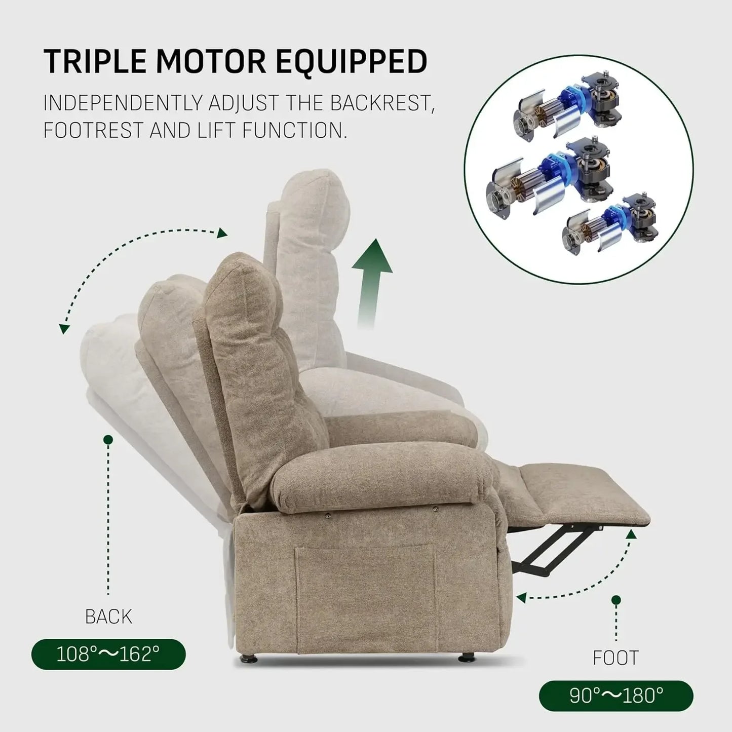 Living Room Power Lift Recliner Chair, Electric Leather Lift Recliner Chair W/Massage & Heat Cup Holders Lift Reclining Chair Sofa, Recliner