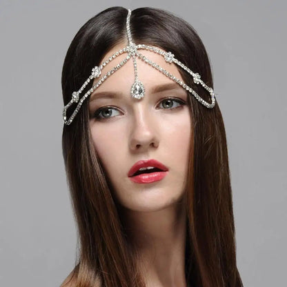 Jewellery   Vintage Trend Rhinestone Head Chain Forehead Headband Indian African Bohemian Hair Accesories Crystal Fringe Tiara Headdress