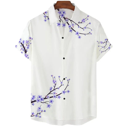 Men clothing  Sakura Pattern Shirt Unisex Shirt Hawaii Beach Shirts