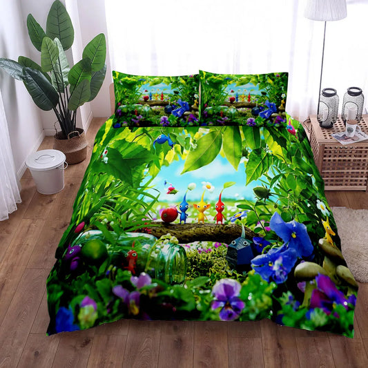 Bedroom  Pikmin Bugs Duvet Cover Set King Queen Double Full Twin Single Size Bed Linen Set