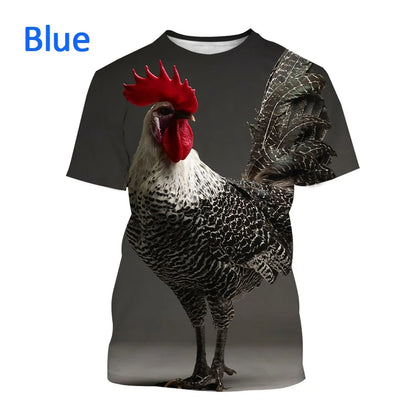 Men clothing Newly Sold 3D Printed Men's Short Sleeve Personality Fashion Casual Animal Color Rooster Print T-shirt