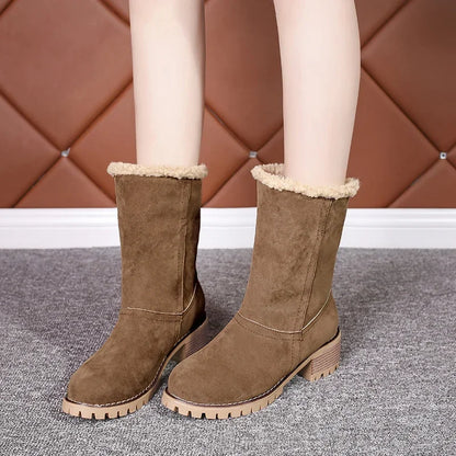 Woman shoes Winter New Boots Women Fur Warm Snow Boots Ladies Warm Wool Booties Ankle Boot Comfortable Shoes Casual Female Mid Calf Boots