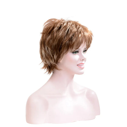 Crown & Glory Wigs Synthetic Wig European and American Women's Hair Short Wigs Puffy Chemical Fiber Fashion Head Cover with Bangs