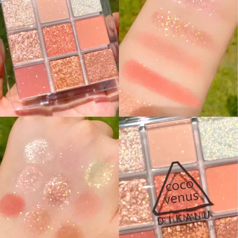 Makeup and face - 9-Color Eyeshadow Palette – Matte, Shimmer & Metallic Finishes