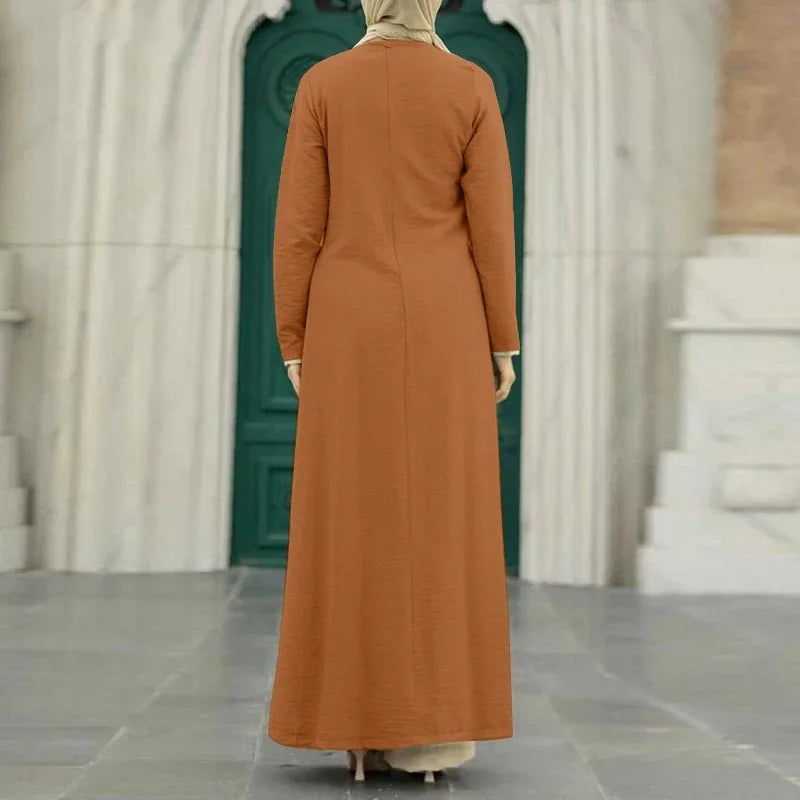 Muslim family   Abayas for Women, Long Sleeve, High Split Hems Robe, Elegant Women's Dress, Ice Silk, Wrinkle, Fashion, 2021