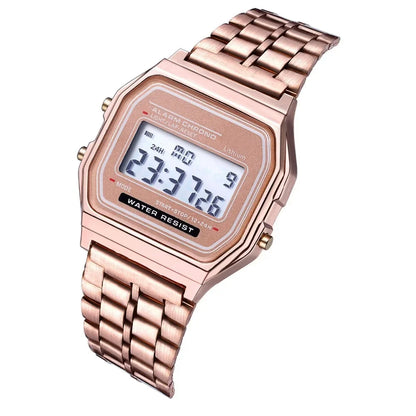 Jewellery  Steel strip LED electronic watch ultra-thin gold and silver cold light watch F91W steel strip