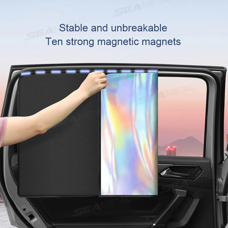 Car   SEAMETAL 2Pcs Magnetic Car Sun Shade Side Window Curtains UV Reflection Car Sun Protection Cover Anti Glare Auto Privacy Curtain