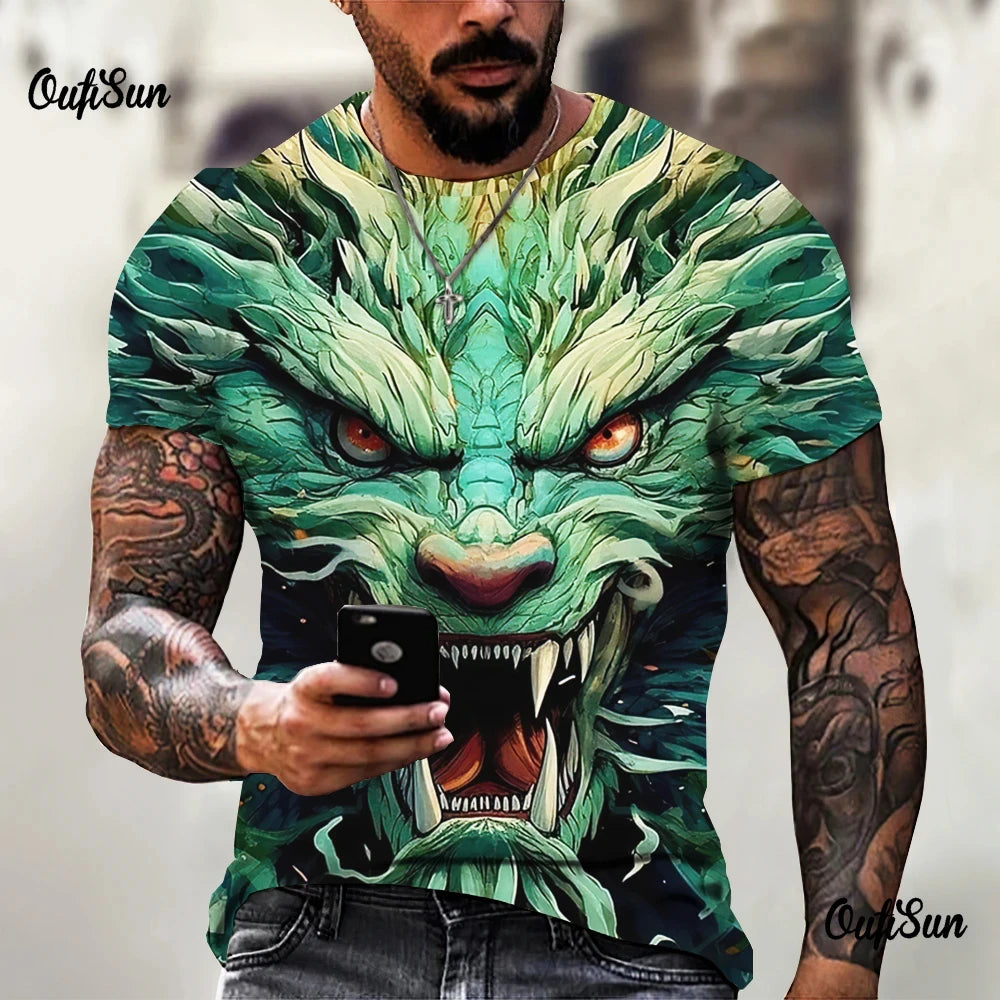 Men clothing Dragon Pattern Men's T-shirt