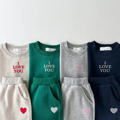 Boy clothing  Autumn New Children Gym Suit Baby Letter Embroidery Sweatshirt 2pcs Suit Boys Girls Sweat Pants Set Cotton Toddler Outfits