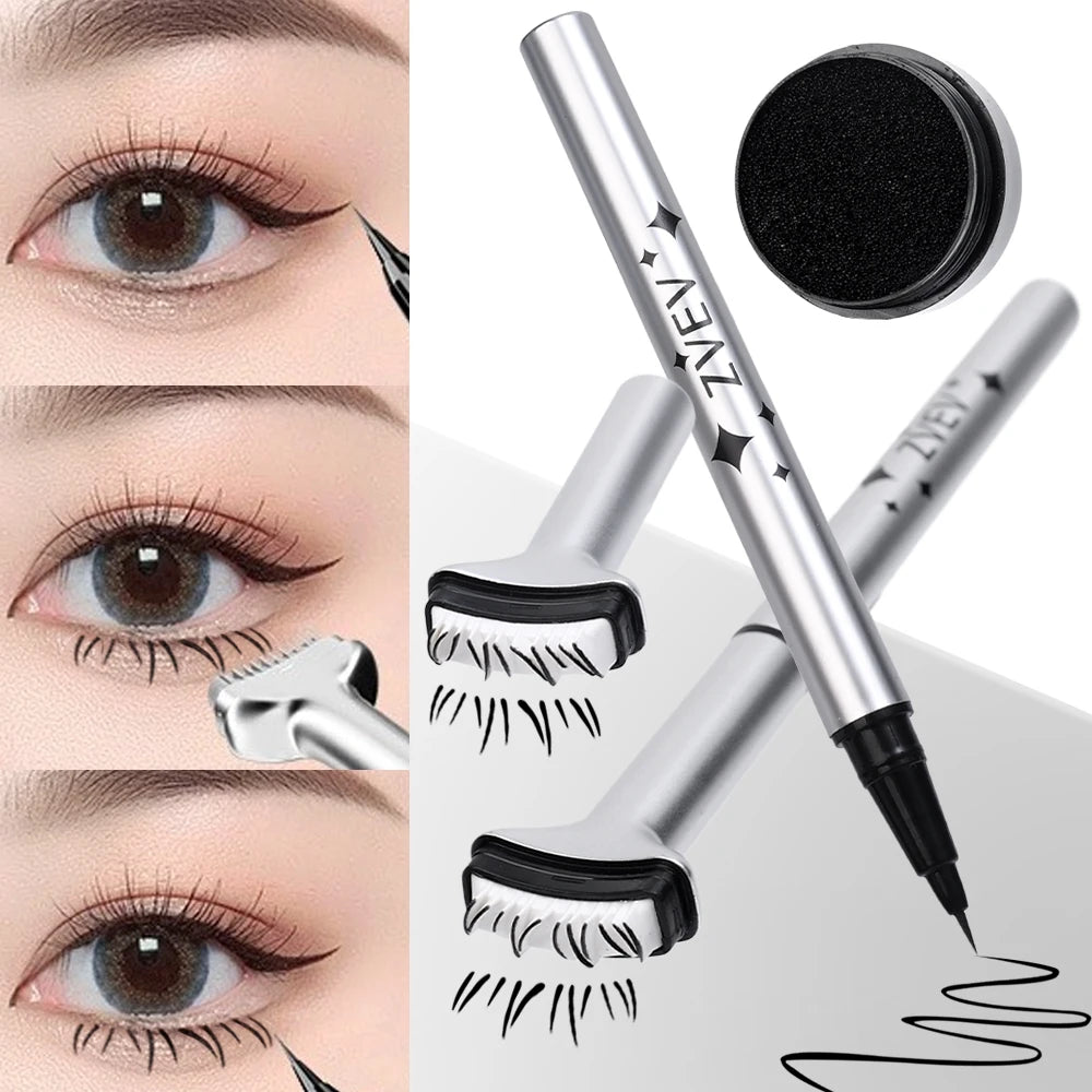 Makeup and face  2 in 1 Double-ended Lower Eyelash Stamp with Eyeliner DIY Waterproof Eye Liner Seal