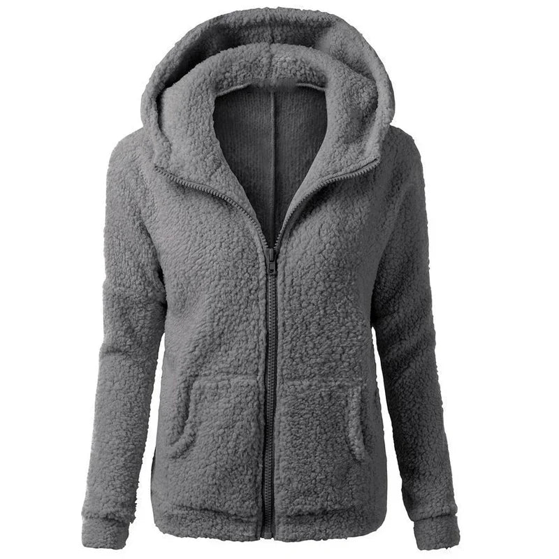 Woman clothing   Autumn Winter Warm Jacket Women hoodie Hooded 2024 Casual Female Hoodies Sweatershirt Zipper Coat Solid Soft Fleece Women Coat