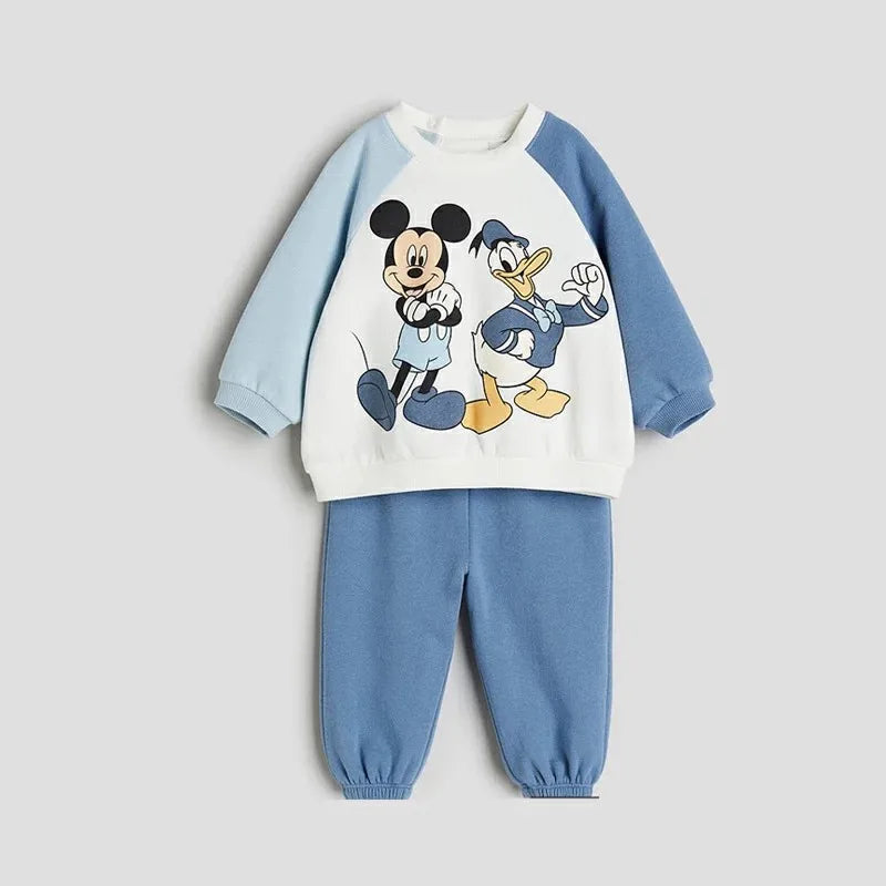 Boy clothing  Full Print Mickey Baby Long Sleeved Suit Tracksuits  Sweatshirt + Sweatpants Set