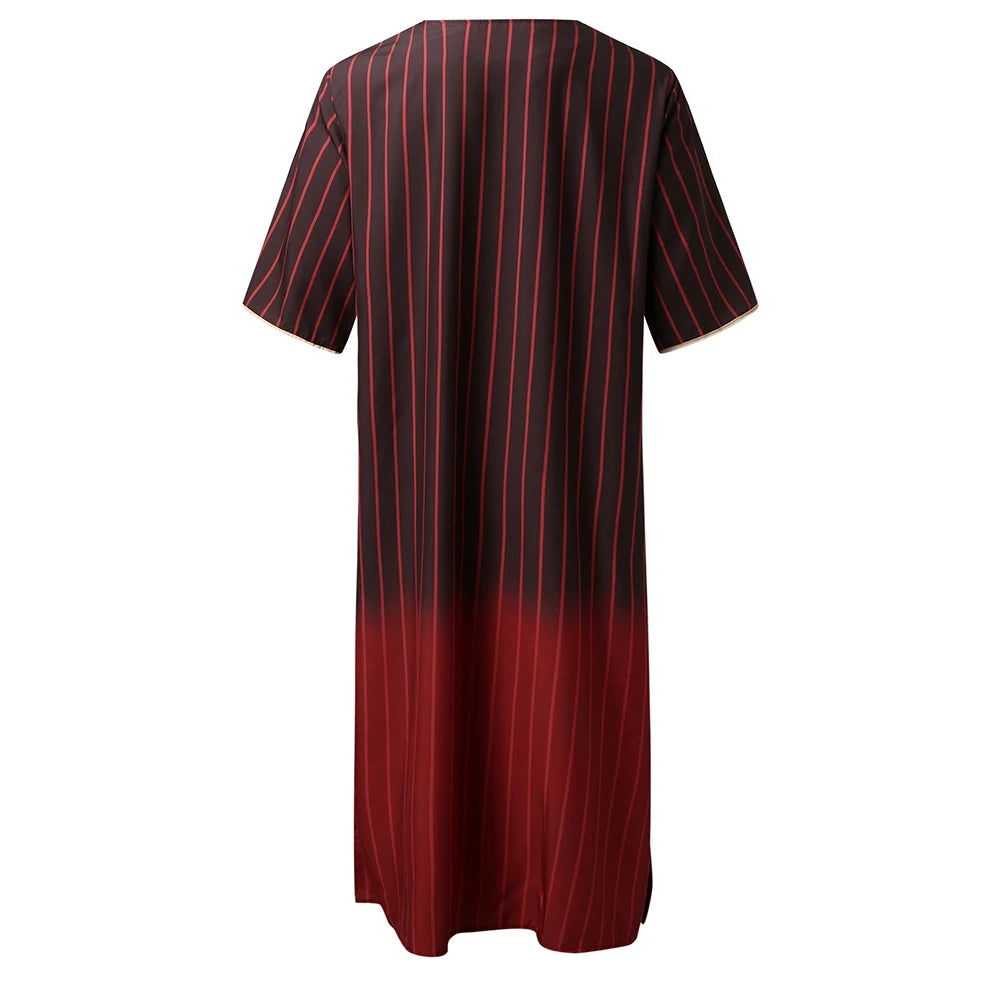 Muslim family  Stripe Jubba Kaftan Dishdash Thobe Saudi Arab Muslim Clothing Long Sleeve Maxi Robe New Caftan Dubai Robe A50