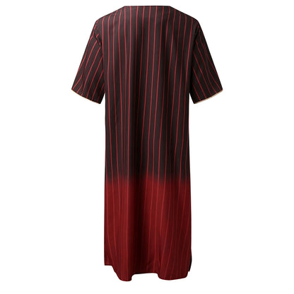 Muslim family  Stripe Jubba Kaftan Dishdash Thobe Saudi Arab Muslim Clothing Long Sleeve Maxi Robe New Caftan Dubai Robe A50