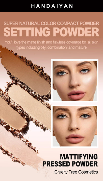 Makeup and face HANDAIYAN Light Soft Setting Pressed Powder Natural Waterproof Long-lasting Full Cover Makeup Cosmetics for Different Skin Color