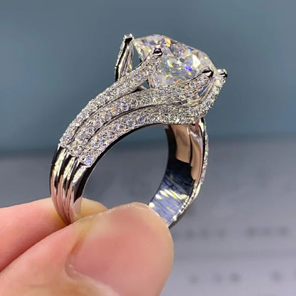 Jewellery   Trendy Silver Color Claws Design Big Crystal Wedding Rings for Women Cubic Zirconia Charms Bridal Engagement Ring Jewelry Gift