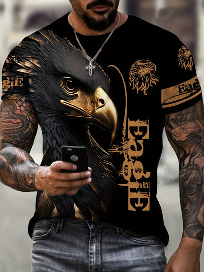 Men clothing Eagle Pattern Print Men's Short Sleep Comfy T-shirt Short sleeved Top