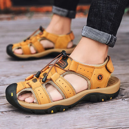 Men shoes Summer Men Sandals Leather Mens Casual Shoes Breathable  Sandals for Men Beach Shoes Slippers Fashion Roman Shoes