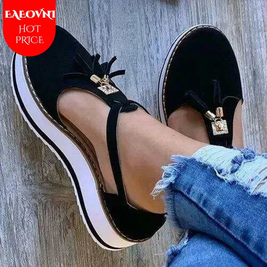 Woman shoes Summer Fashion Women Casual Shoes Fringe Buckle Ladies Sandals Height Increase Closed Toe Comfort Sandals