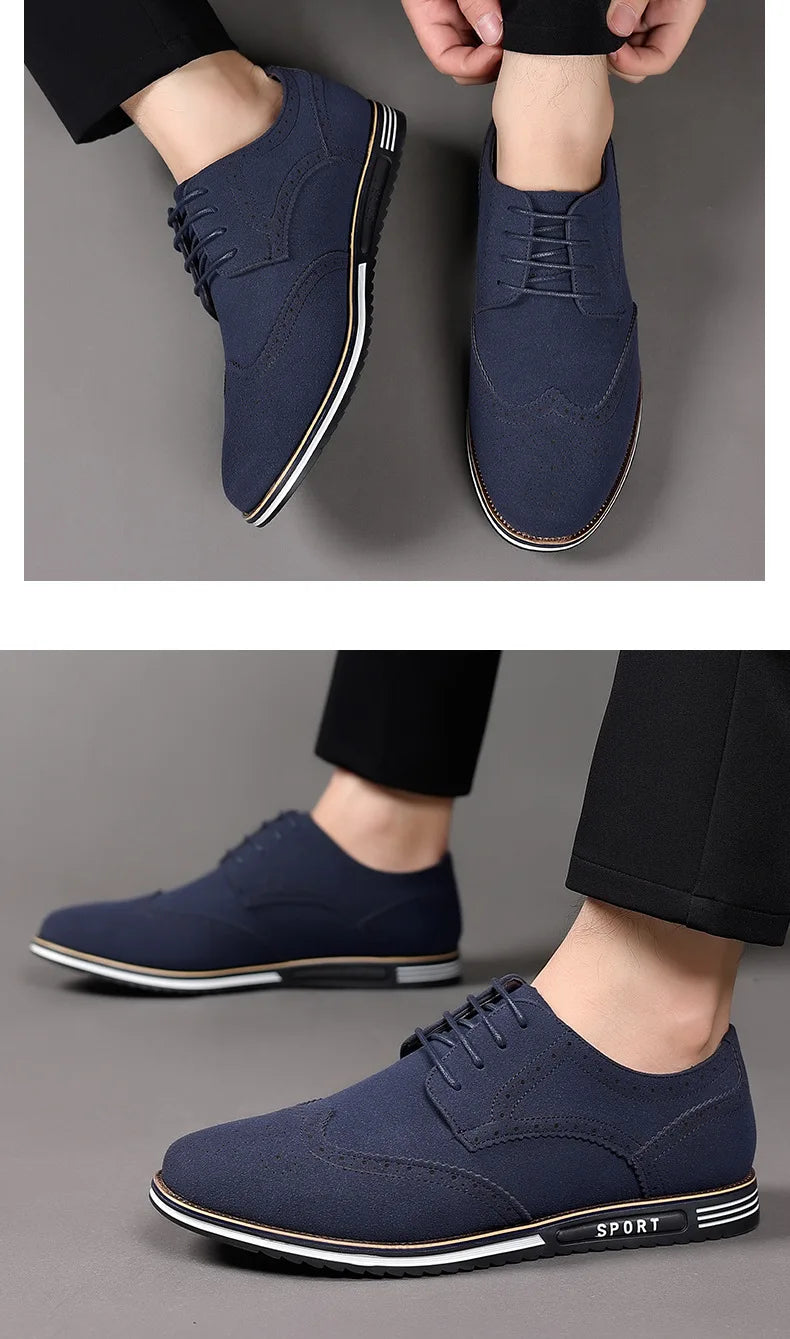 Men shoes Faux Suede Shoe Lace Up Black Oxford Shoe for Men Flat New Fashion Sneaker Man Autumn Breathable Comfortable Casual Men Shoe