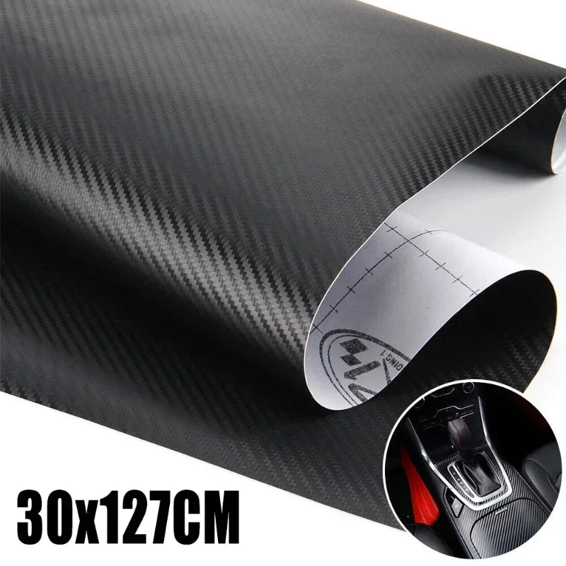 Car   30x127cm Car 3D Carbon Fiber Roll Film Stickers DIY Vinyl Film Auto Interior Styling Carbon Fiber Decorative Decals